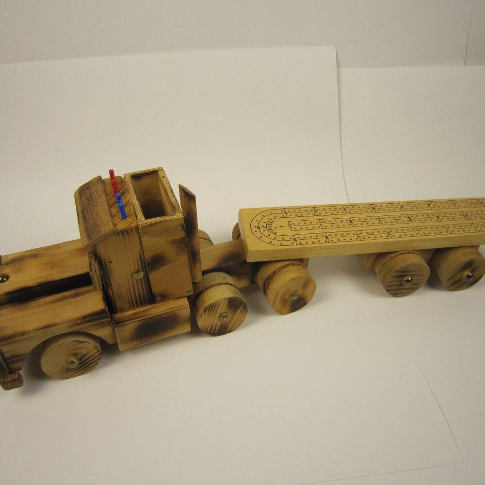 Semi Truck Cribbage Board - Wooden - Custom